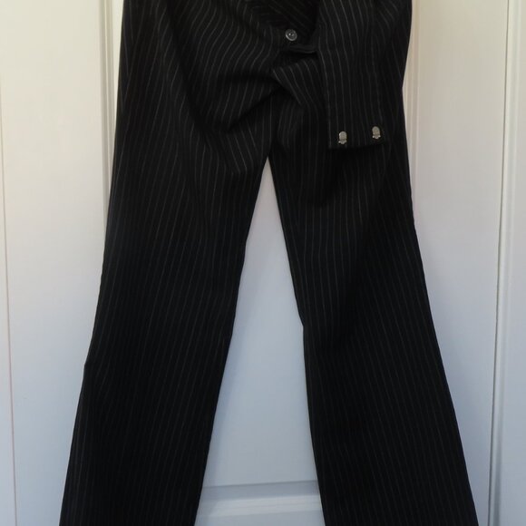 3 pieces:  Black n white flare pants, crop jacket, shirred LS shirt, size 4 or S - Picture 3 of 15